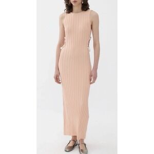 NOCTURNE Mother of Pearl Maxi Dress Pink/Peach Ribbed Sleeveless Size XS NWT